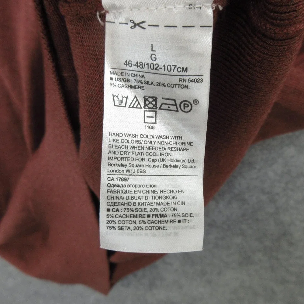 Banana Republic Sweater Mens Large Brown V Neck Silk Cashmere Knit New